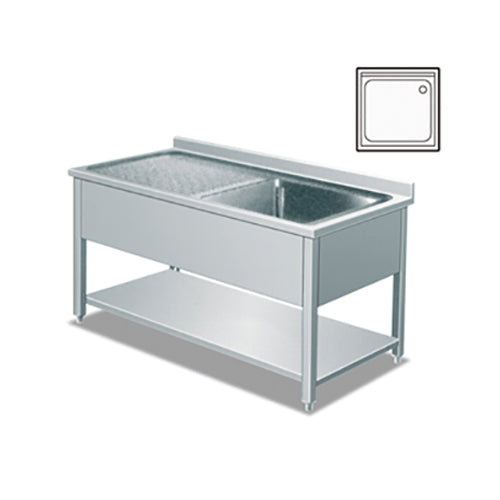 0.6m Single Sink Bench With Splashback &Undershelf(201)