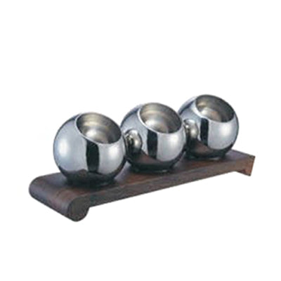 Wood Grain Stainless Steel Condiments Serve Tray