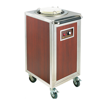 1-Holder Wood Grain Heated Plate Trolley