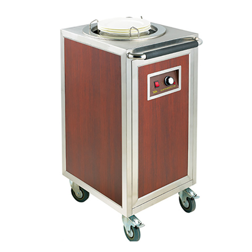 1-Holder Wood Grain Heated Plate Trolley