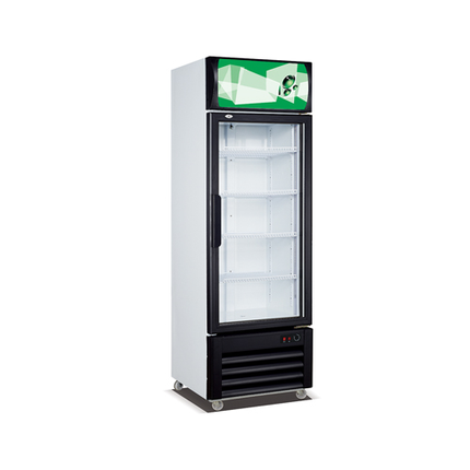 350L 1 door static cooling vertical display cabinet, single temperature