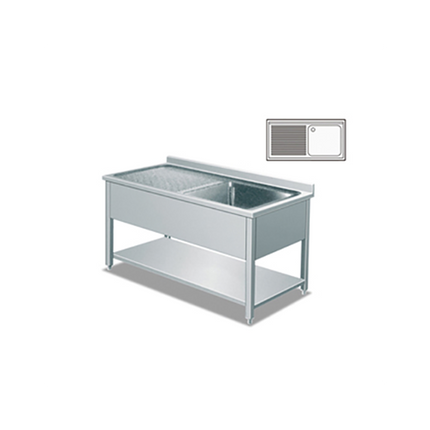 1.2m Single Sink Bench With Splashback&Undershelf