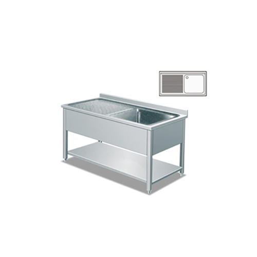 1.2m Single Sink Bench With Splashback&Undershelf