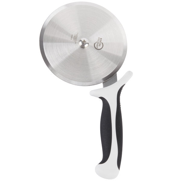 5" High Carbon Steel Pizza Cutter with White Handle