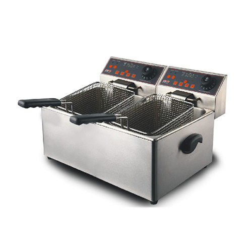 16L Counter Top Digital Type Electric 2-Tank 2-Basket  Fryer With Time Controller