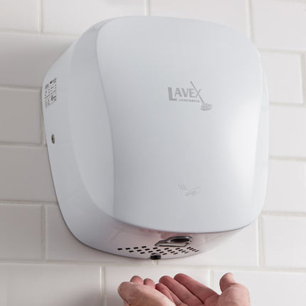 White Stainless Steel High Speed Automatic Hand Dryer with HEPA Filtration - 110-130V, 1450W