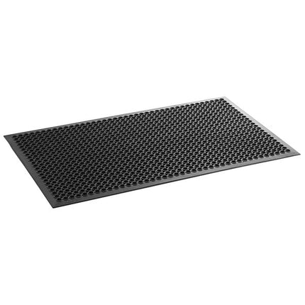 3' x 5' Black Rubber Anti-Fatigue Floor Mat with Beveled Edge - 1/2" Thick