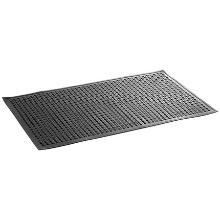 3' x 5' Black Rubber Anti-Fatigue Floor Mat with Beveled Edge - 1/2" Thick