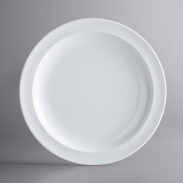 Acopa Foundations 10" White Narrow Rim Melamine Plate - 12/Case