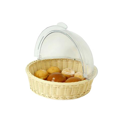 Round Polypropylene Rattan Basket Set With PC Roll Top Cover