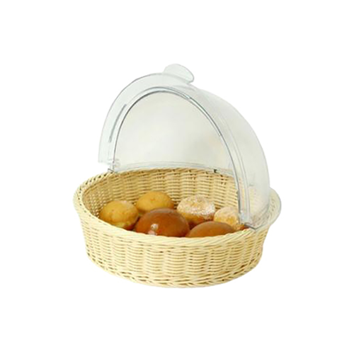 Round Polypropylene Rattan Basket Set With PC Roll Top Cover