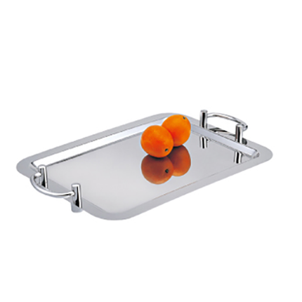 Oblong Mirror Polished Stainless Steel Serving Platter With Handles