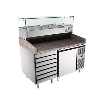 1 Door 6 Drawers Fancooling Pizza Prep Station