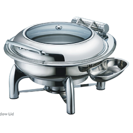 Round Roll  Chafing Dish W/Glass Window Lid