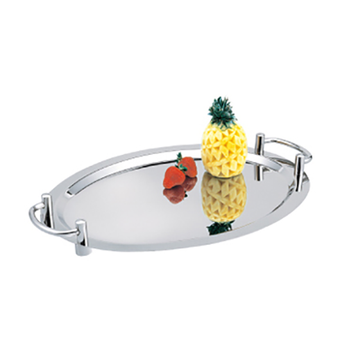 Oval Mirror Polished Stainless Steel Serving Platter With Handles