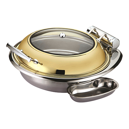 Round Roll  Chafing Dish W/Glass Window Lid