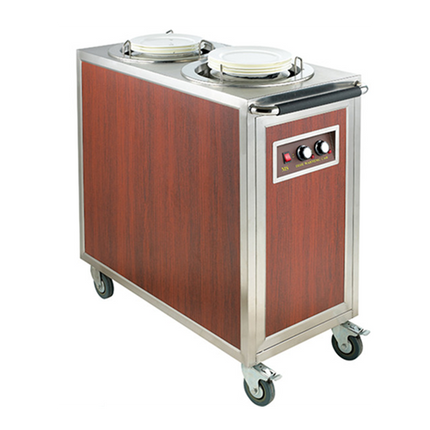 2-Holder Wood Grain Heated Plate Trolley