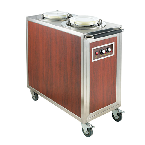 2-Holder Wood Grain Heated Plate Trolley