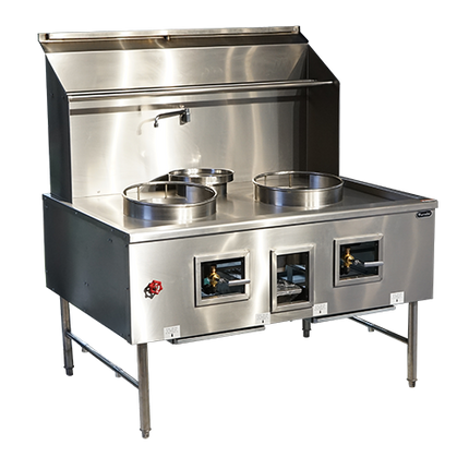 2-Burner And 1-Warmer Wok Stove