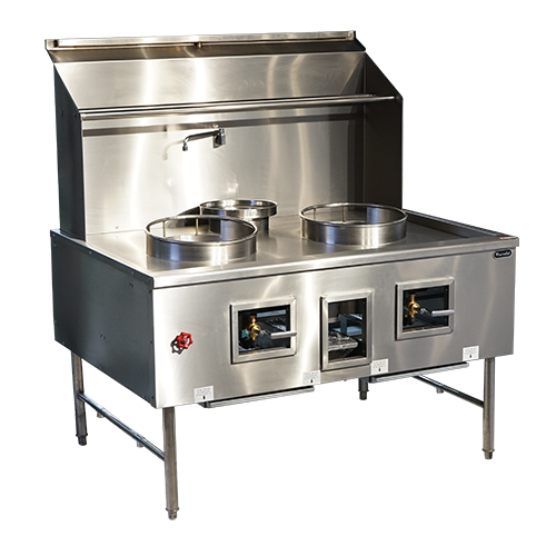 2-Burner And 1-Warmer Wok Stove