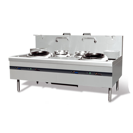 Gas Wok Stove With 2-Burner And 2-Warmer