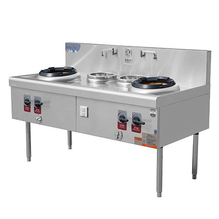 1800 Wok Stove With 2-Burner And 2-Warmer