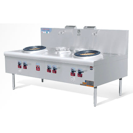 Big Wok Stove With 2-Burner And 1-Warmer