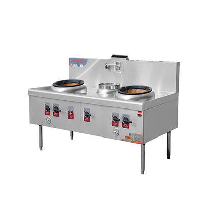 Wok Stove With 2-Burner And 1-Warmer