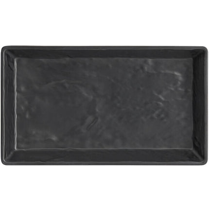 American Metalcraft FSMEL12 12" x 7" Black Faux Slate Rectangular Melamine Platter