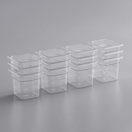 12-Piece 1/6 Size Clear Polycarbonate Food Pan