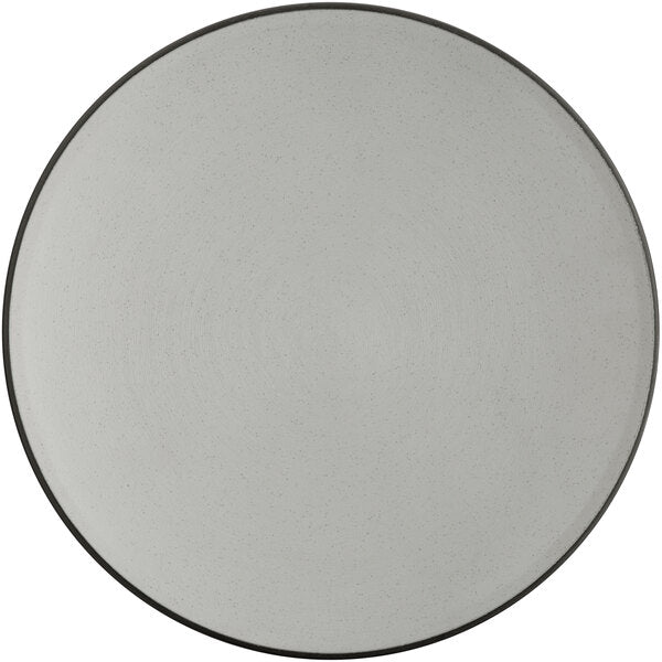 Acopa Apollo 10 1/2" Matte Grey and Black Coupe Melamine Plate - 12/Pack