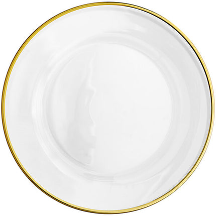 Acopa 13" Round Gold Rim Glass Charger Plate - 12/Case