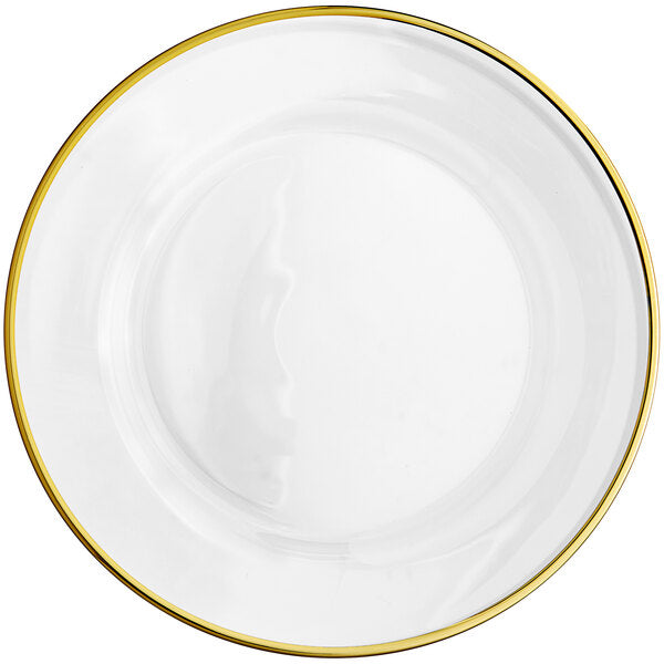 Acopa 13" Round Gold Rim Glass Charger Plate - 12/Case