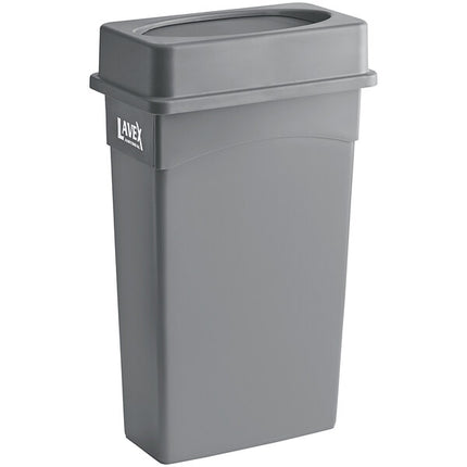 23 Gallon Gray Slim Rectangular Trash Can and Gray Drop Shot Lid