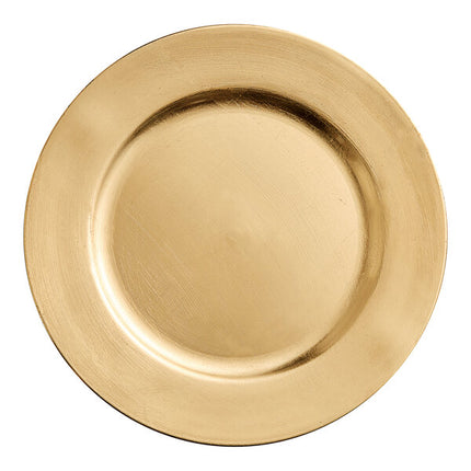 Choice 13" Round Gold Smooth Rim Plastic Charger Plate - 12/Case