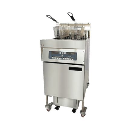 28L Electric 1-Tank 2-Basket Open Fryer with Oil Filter Cart