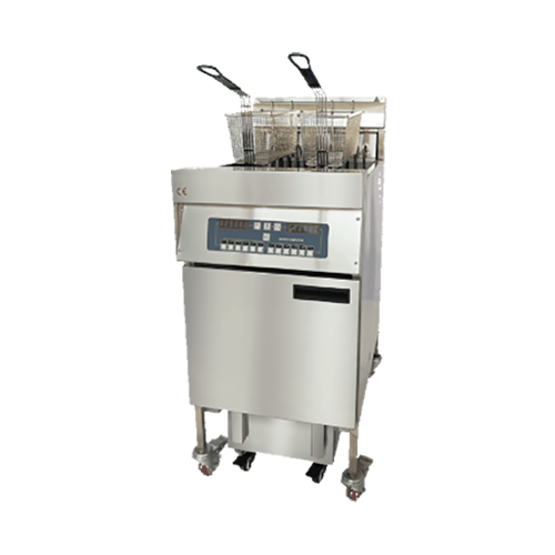 28L Electric 1-Tank 2-Basket Open Fryer with Oil Filter Cart