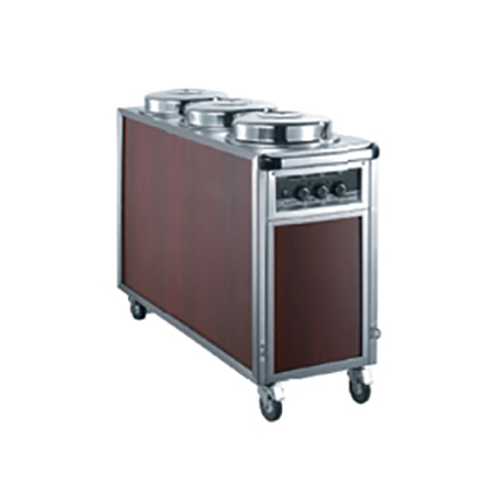 3-Holder Wood Grain Heated Plate Trolley