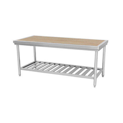 304SS 1.8m Wooden Board Work Bench With Slotted Undershelf