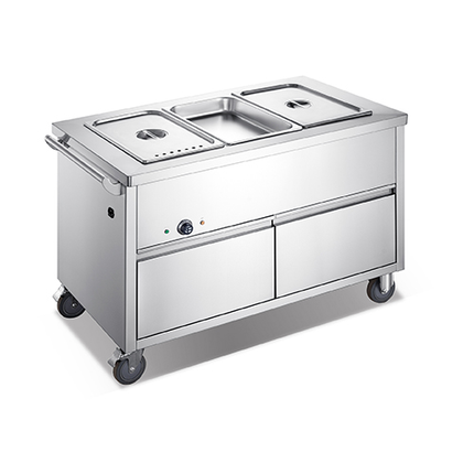 3 Pans Bain Marie Buffet Trolley