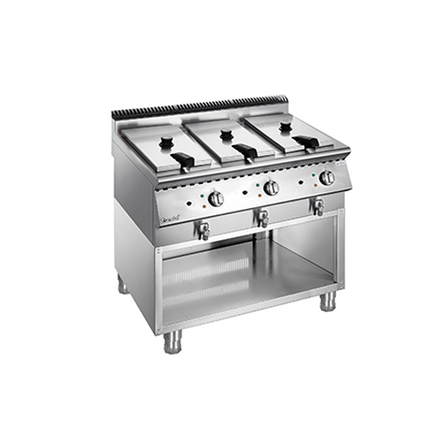 X Series Electric 3-Tank 3-Basket Fryer With Open Cabinet