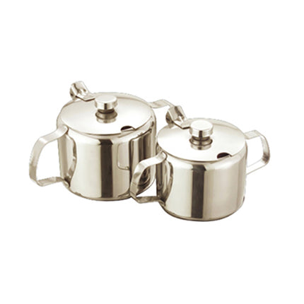 Stainless Steel Sugar Bowl With Double Ears And Hinged Lid