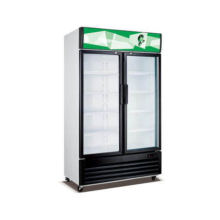 818L 2 Doors Static Cooling  Vertical Showcase With Single Temperature With Fan