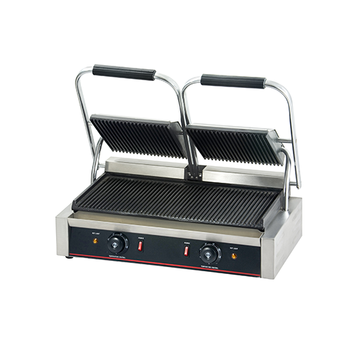 Double Head Top & Bottom Both Grooved Panini Grill