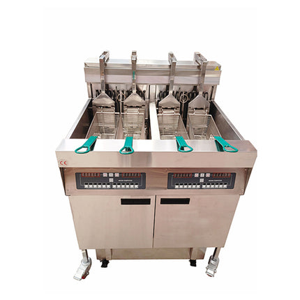 56L Lift-up Electric 2-Tank 4-Basket Open Fryer with Oil Filter Car