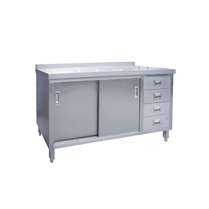 1200*600*850+100mm SS304 600mm Cabinet With Doors, Drawer & Splash Back