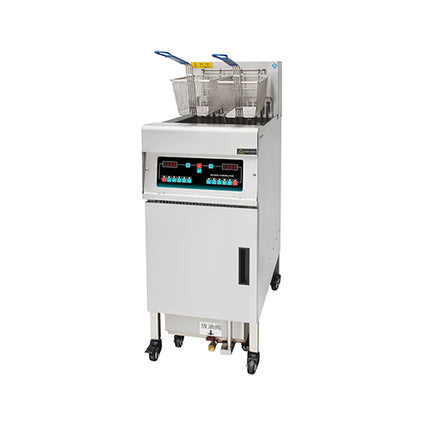 28L Electric 1-Tank 2-Basket Open Fryer with Oil Filter Cart