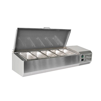 1.5m Stainless Steel Cover Static Cooling Countertop Display