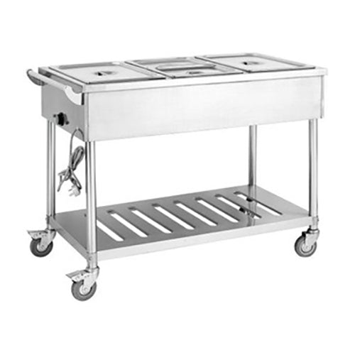 Electric 3 Pans Bain Marie Buffet Trolley